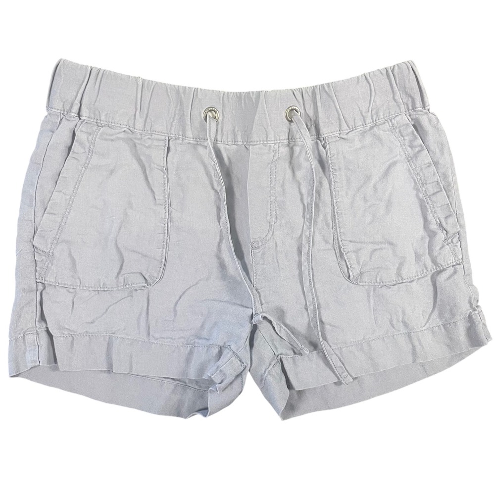 Calvin Klein Women's Shorts 100% Linen Blue Drawstring Waist Casual Vacation‎